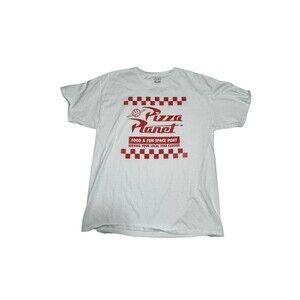 Toy Story Adult LARGE Disney Pixar Pizza Planet‎ Red Graphic Print White T-Shirt